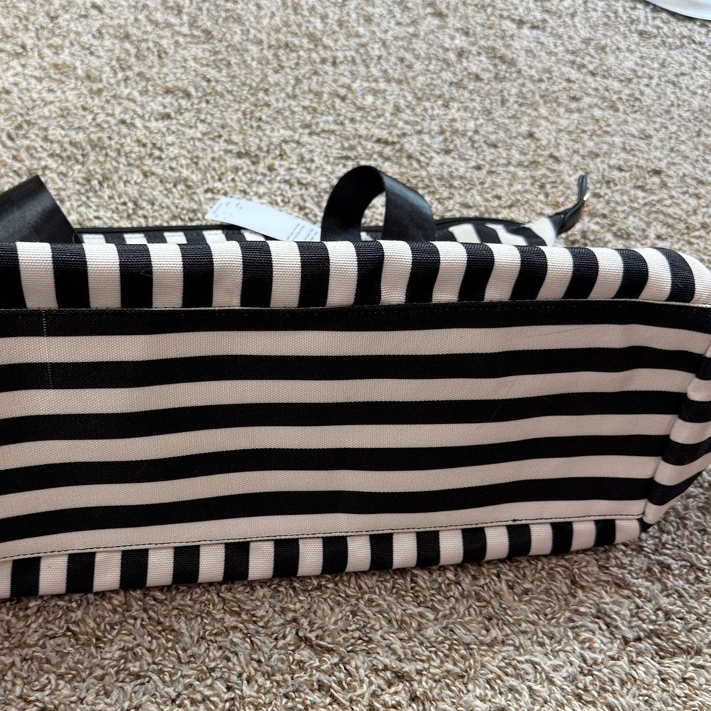 Alice + Olivia Black and White Vertical Stripe Tote - Picture 4 of 11